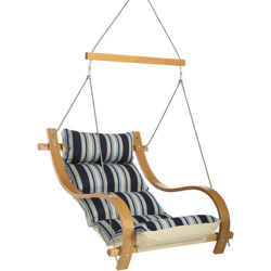Pillowtop Hammock - Classic Black Stripe Single Swing With Oak Arms -