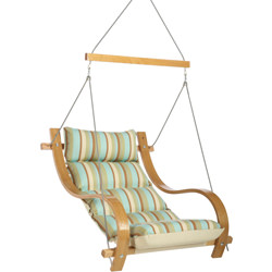 Pillowtop Hammock - Classic Black Stripe Single Swing With Oak Arms - Spring Bay Stripe