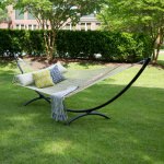 DURACORD® Deluxe Rope Hammock with ROMAN ARC® Cypress Wood Hammock Stand and Hammock Pillow