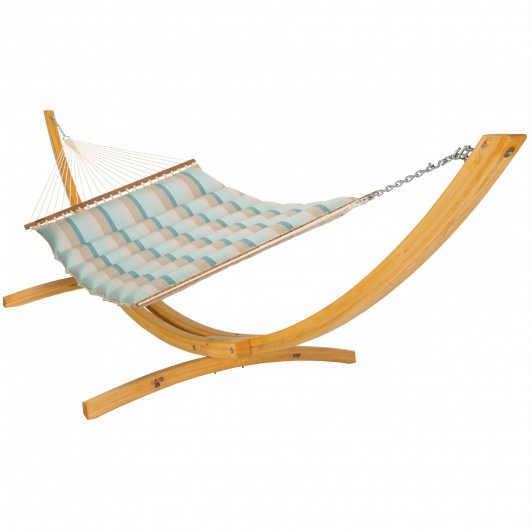Sunbrella Pillowtop Hammock with ROMAN ARC® Cypress Wood Hammock Stand Combo