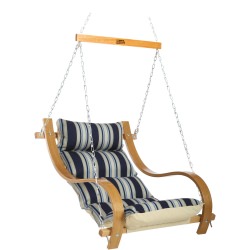 Single Swing With Oak Arms - Hamptons Summer Stripe