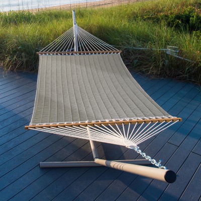 Large Quilted Hammock with TRI-BEAM® Metal Stand and Optional Hammock Pillow Combo