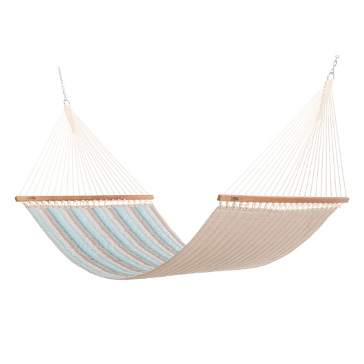 Large Quilted Hammock with ROMAN ARC® Cypress Wood Hammock Stand and Optional Hammock Pillow Combo
