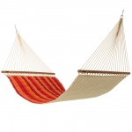 Large Quilted Hammock with ROMAN ARC® Cypress Wood Hammock Stand and Optional Hammock Pillow Combo