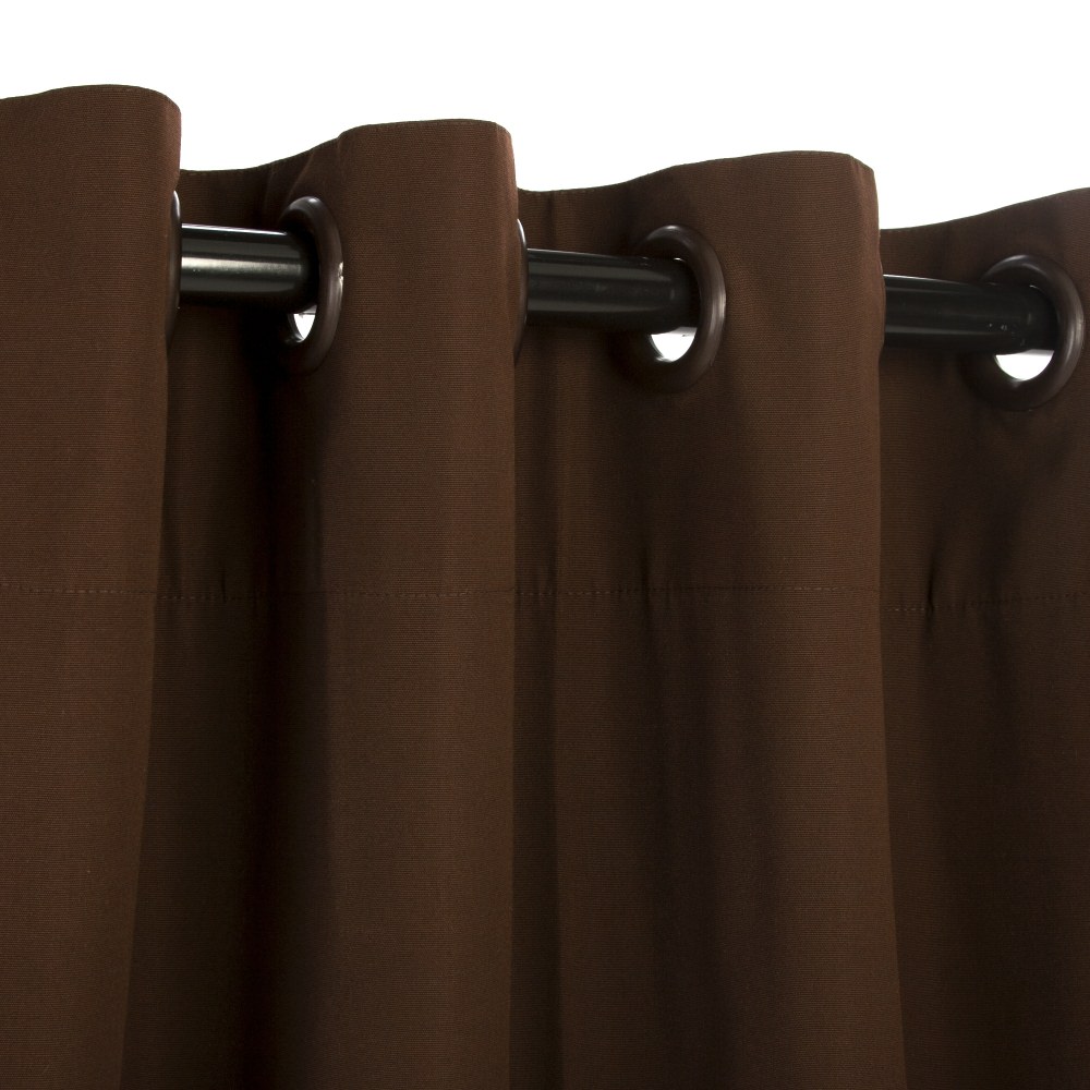 Sunbrella Canvas Bay Brown Outdoor Curtain with Nickel Plated Grommets 50 in. x 84 in.