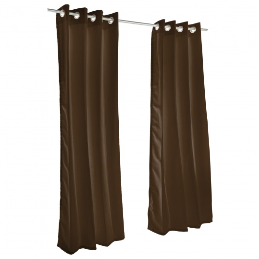 Sunbrella Canvas Bay Brown Outdoor Curtain with Grommets