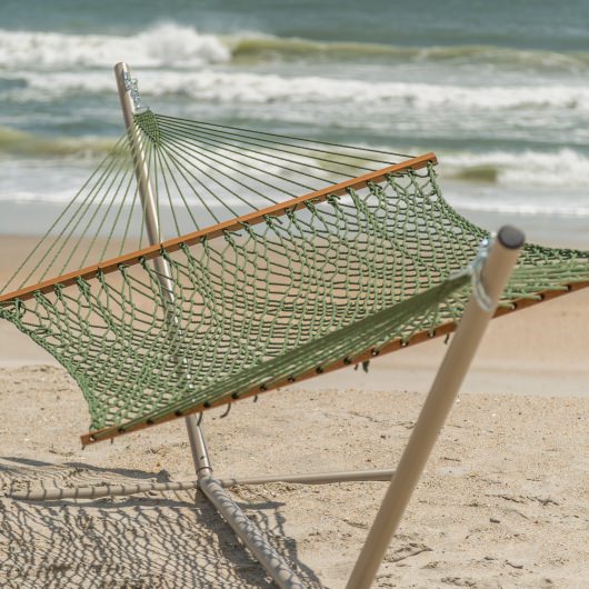 Deluxe DuraCord Rope Hammock with Metal Stand and Optional Hammock Pillow