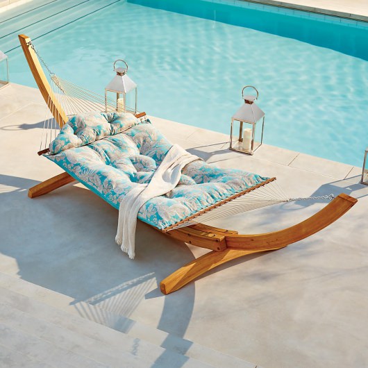 Large Sunbrella Tufted Sunbrella Hammock with Detachable Pillow - Aruba Leaf