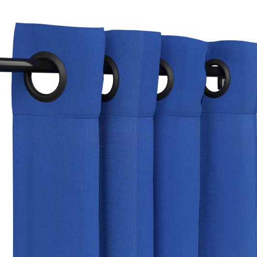 Sunbrella Canvas True Blue Outdoor Curtain with Plated Grommets