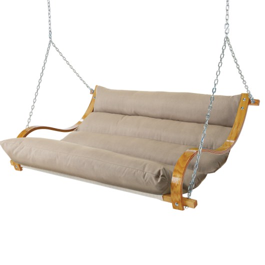 Deluxe Sunbrella Cushion Curved Oak Double Swing - Cast Ash