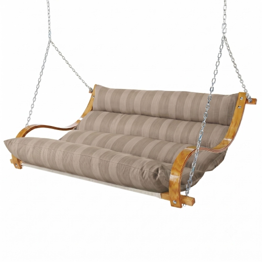 Deluxe Sunbrella Cushion Curved Oak Double Swing - Expressive Sparrow