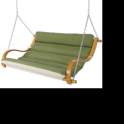 Deluxe Sunbrella Cushion Curved Oak Double Swing - Spectrum Cilantro