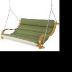 Deluxe Sunbrella Cushion Curved Oak Double Swing - Spectrum Cilantro