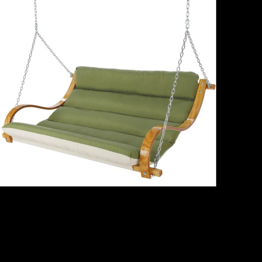 Deluxe Sunbrella Cushion Curved Oak Double Swing - Spectrum Cilantro
