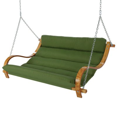 Deluxe Duracord Cushion Curved Oak Double Swing - Leaf Green