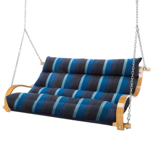 Deluxe Sunbrella Cushion Curved Oak Double Swing - Gateway Indigo
