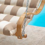 Deluxe Sunbrella Cushion Curved Oak Double Swing - Regency Sand