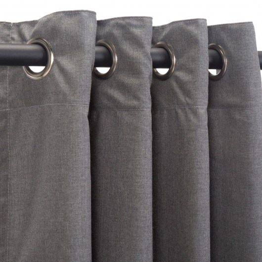 Sunbrella Cast Slate Outdoor Curtain with Nickel Plated Grommets