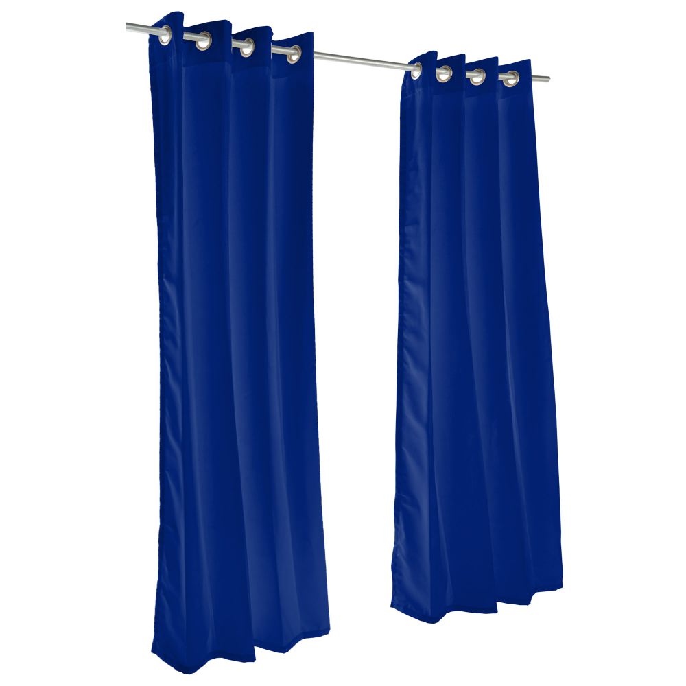 Sunbrella Canvas True Blue Outdoor Curtain with Plated Grommets