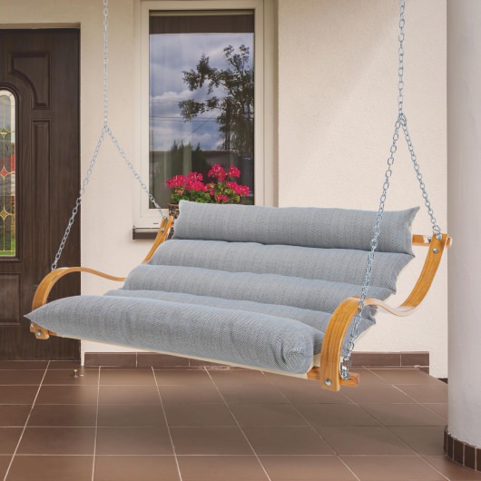 Deluxe Premium BellaDura Cushion Curved Oak Double Swing - Willow Ocean