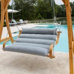 Deluxe Premium BellaDura Cushion Curved Oak Double Swing - Willow Ocean