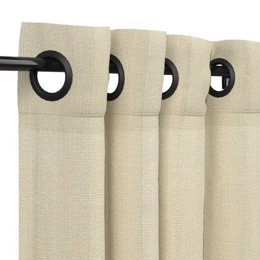 Sunbrella Linen Antique Beige Outdoor Curtain with Nickel Plated Grommets