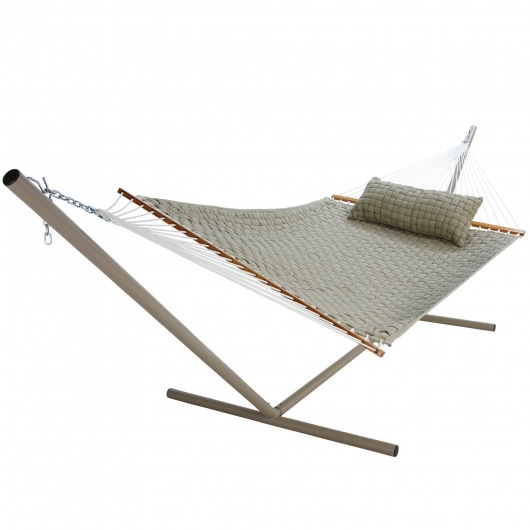 Large Soft Weave Hammock with TRI-BEAM® Steel Hammock Stand with Soft Weave Pillow