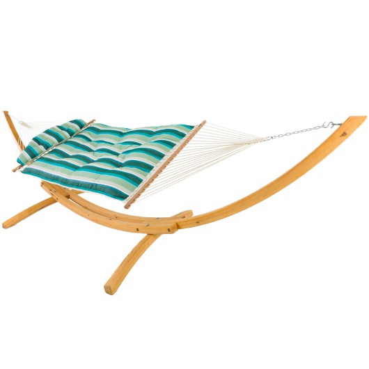 Large Sunbrella Tufted Hammock with Detachable Pillow - Beaming Lagoon