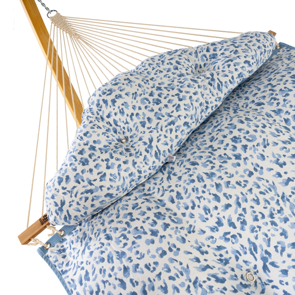 Large Sunbrella Tufted Hammock with Detachable Pillow -Dapple Delft